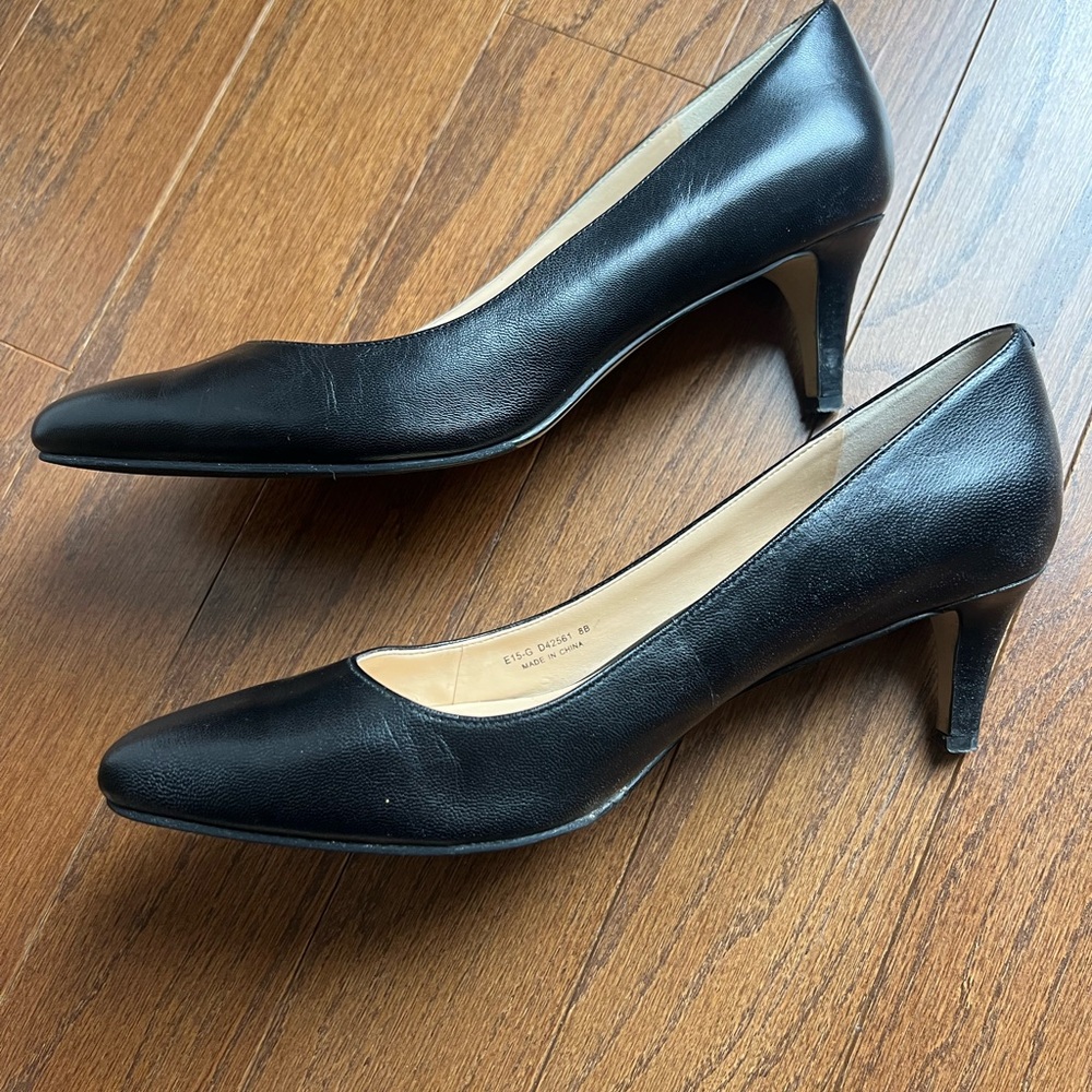 Cole Haan Grand Black Leather High Heel Punps